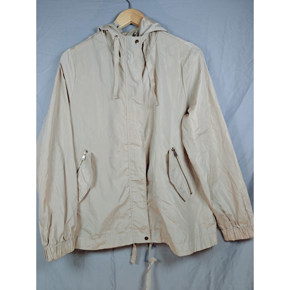 Cavalini‎ Original Women's Hooded Jacket Windbreaker hooded Beige Tan Large